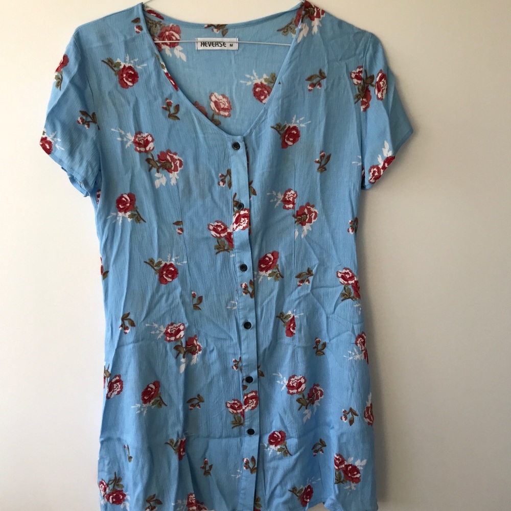 Nasty Gal Blue Flowered Dress